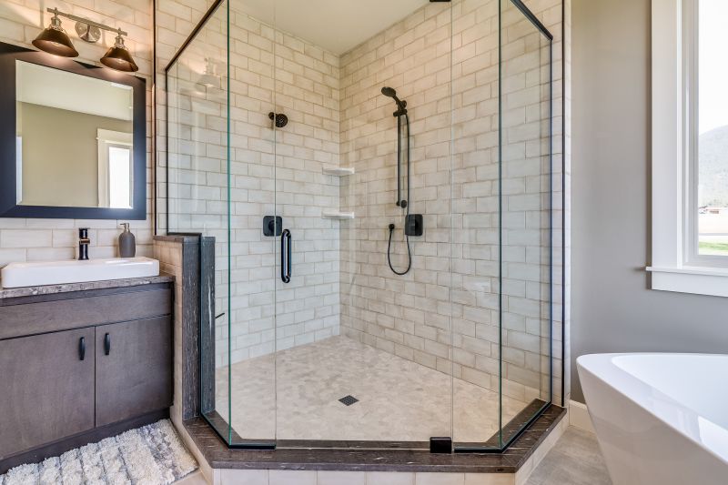 Shower with Space-Saving Glass Enclosure